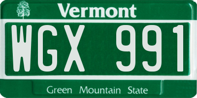VT license plate WGX991