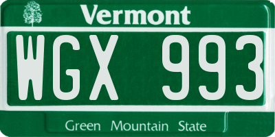 VT license plate WGX993