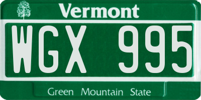 VT license plate WGX995