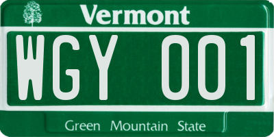 VT license plate WGY001