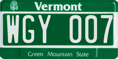 VT license plate WGY007