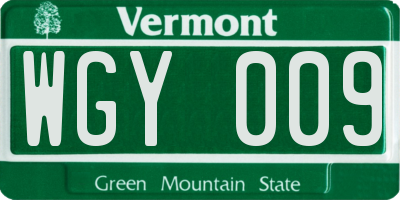 VT license plate WGY009