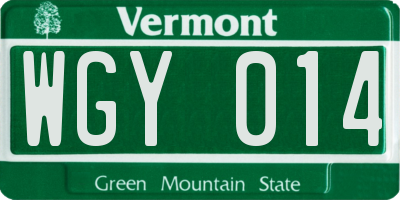 VT license plate WGY014