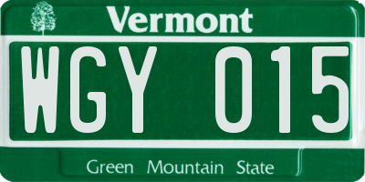 VT license plate WGY015