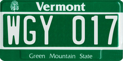 VT license plate WGY017
