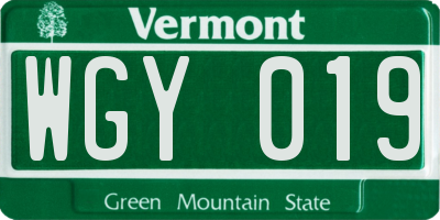 VT license plate WGY019