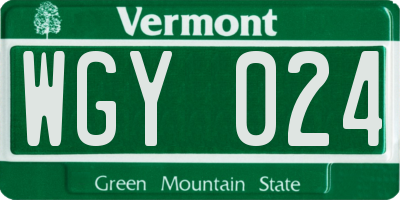 VT license plate WGY024