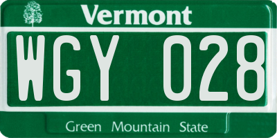VT license plate WGY028
