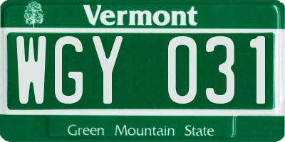 VT license plate WGY031