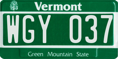 VT license plate WGY037