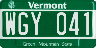 VT license plate WGY041