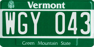 VT license plate WGY043
