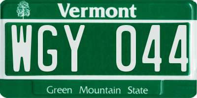 VT license plate WGY044