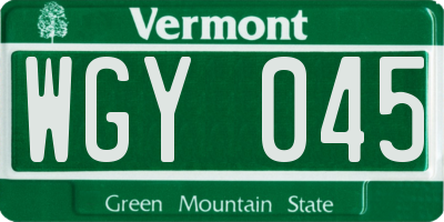 VT license plate WGY045