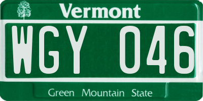 VT license plate WGY046