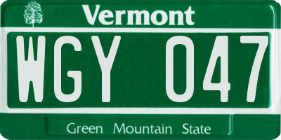 VT license plate WGY047