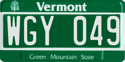 VT license plate WGY049
