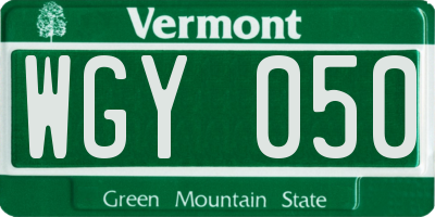 VT license plate WGY050