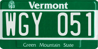 VT license plate WGY051