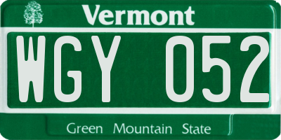 VT license plate WGY052