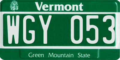 VT license plate WGY053
