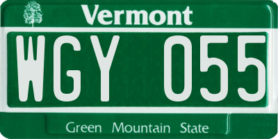 VT license plate WGY055