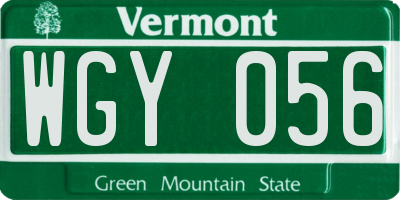 VT license plate WGY056