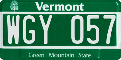 VT license plate WGY057