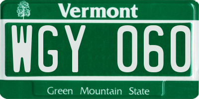 VT license plate WGY060