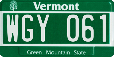 VT license plate WGY061