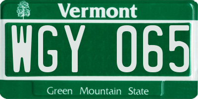 VT license plate WGY065