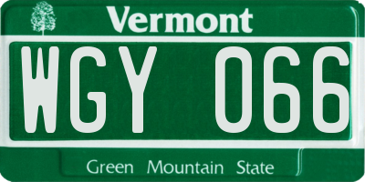 VT license plate WGY066