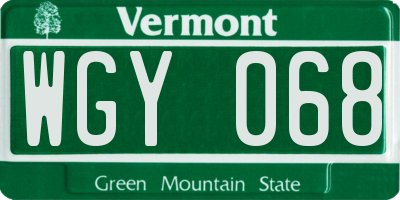 VT license plate WGY068