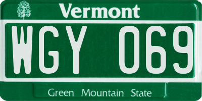 VT license plate WGY069