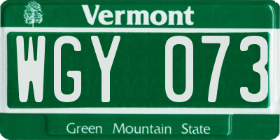 VT license plate WGY073