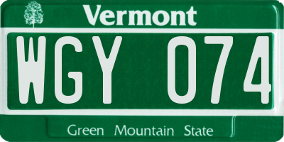 VT license plate WGY074