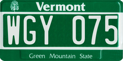 VT license plate WGY075