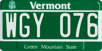 VT license plate WGY076