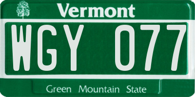 VT license plate WGY077