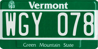 VT license plate WGY078