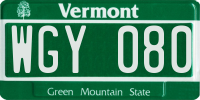 VT license plate WGY080