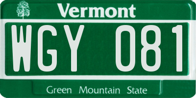 VT license plate WGY081