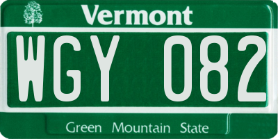 VT license plate WGY082