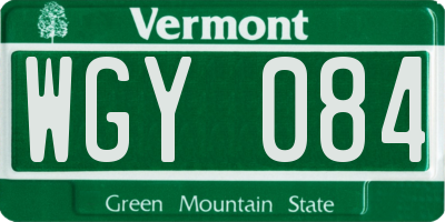 VT license plate WGY084