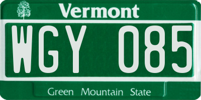 VT license plate WGY085
