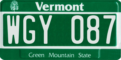 VT license plate WGY087