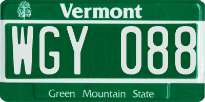 VT license plate WGY088