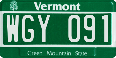 VT license plate WGY091