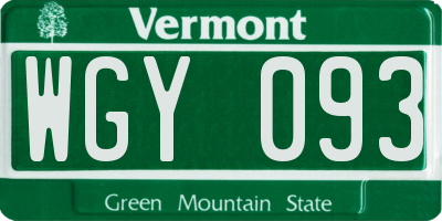 VT license plate WGY093