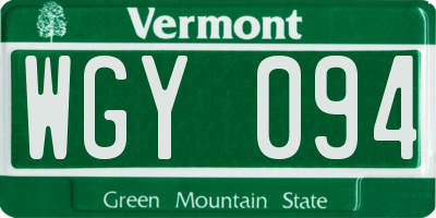 VT license plate WGY094